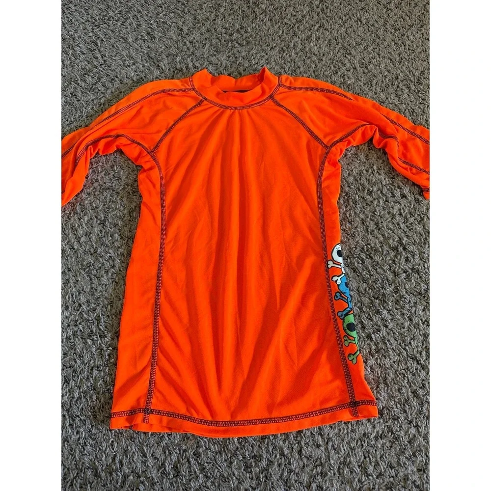 Children's Place Boys Orange‎ Short Sleeve Swim Shirt Size 10/12